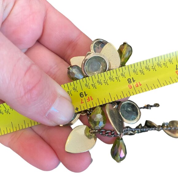 Vera Wang Green tone multistrand necklace glass gold tone briolette - Picture 9 of 9